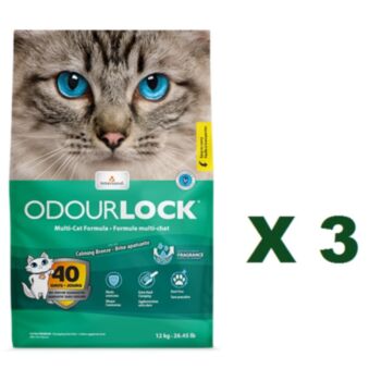12公斤 Odourlock Multi-Cat Formula, Fragrance 強力除臭輕舒淡香凝結貓砂x3包特價 (平均每包 $188), 加拿大製造