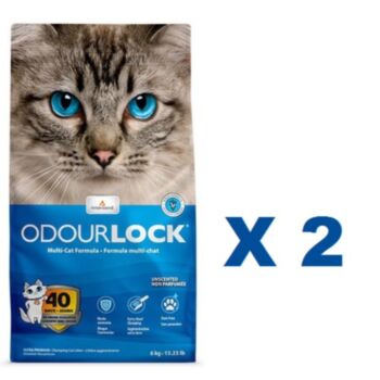 6公斤 Odourlock Multi-Cat Foumula Unscented 強力除臭凝結貓砂x2包特價 (平均每包 $110), 加拿大製造
