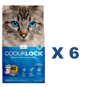6公斤 Odourlock Multi-Cat Foumula Unscented 強力除臭凝結貓砂x6包特價 (平均每包 $100)  加拿大製造