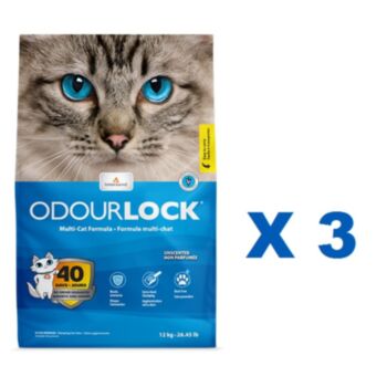 12公斤 Odourlock Multi-Cat Foumula Unscented 強力除臭凝結貓砂x3包特價 (平均每包 $188)  加拿大製造