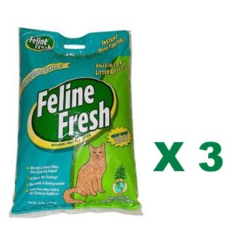 20磅 Feline Fresh Natural Pine Cat Litter 環保天然松木貓木粒x3包特價 (平均每包 $124)  美國製造     