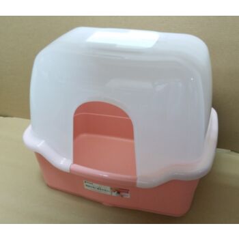 Richell 特大側門有蓋貓砂盆, 粉紅色, 日本製造