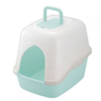 Richell 有蓋貓砂盆, 綠色, 日本製造