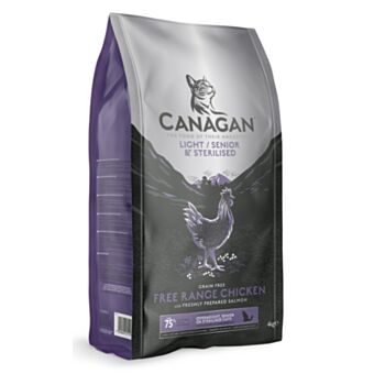 4公斤 Canagan Light/Senior Sterilised Grain Free  Free Range Chicken 無穀物走地雞肉減肥 / 老貓糧, 德國製造   (到期日: 6-2027)