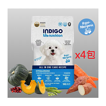 1公斤Indigo 無穀物昆蟲蛋白低敏去淚線配方狗糧x4包