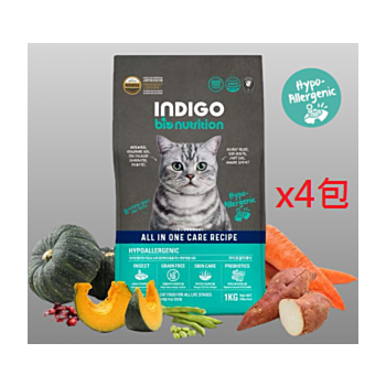 1公斤 Indigo 無穀物昆蟲蛋白低敏貓糧 x4包  (內有獨立包裝 200克x5包) 韓國製造 (到期日: 6-2027)