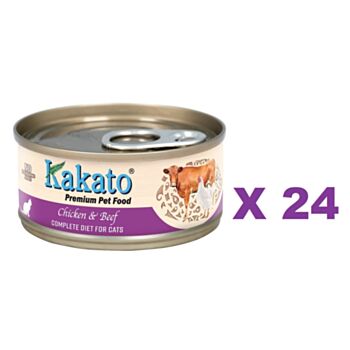 70克Kakato (貓主食) 雞肉及牛肉主食貓罐頭 X 24罐特價 , 泰國製造 (平均每罐 $15.5)