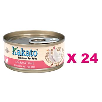 70克Kakato (貓主食) 雞肉及鴨肉主食貓罐頭x24罐特價, 泰國製造 (平均每罐 $15.5)