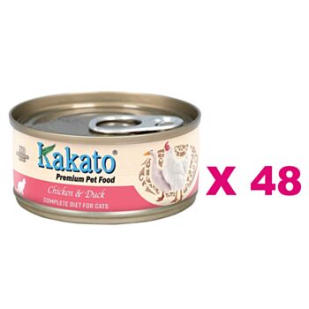 70克Kakato (貓主食) 雞肉及鴨肉主食貓罐頭x48罐特價, 泰國製造 (平均每罐 $15)