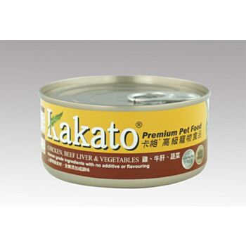 170克 Kakato 雞、牛肝、蔬菜貓狗罐頭