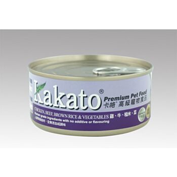 170克 Kakato Chicken, Beef, Brown Rice & Vegetables 雞肉牛肉糙米加菜貓狗罐頭, 泰國製造