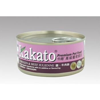 170克 Kakato Chicken & Beef Julinne 雞肉加牛肉絲貓狗罐頭, 泰國製造
