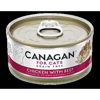 75克Canagan 無穀物雞肉+牛肉主食貓罐頭, 泰國製造