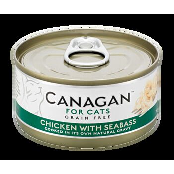 75克Canagan 無穀物雞肉+鱸魚主食貓罐頭, 泰國製造