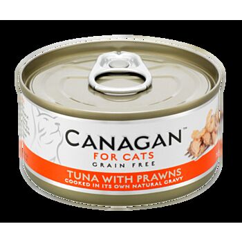 75克Canagan 無穀物吞拿魚+蝦肉主食貓罐頭, 泰國製造