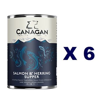 400克 Canagan Salmon & Herring Super 無穀物三文魚+鯡魚主食狗罐頭x6罐特價 (平均每罐$35) , 歐盟製造  