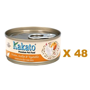 70克Kakato (貓主食) 雞肉、扇貝及蔬菜主食貓罐頭 X 48罐特價, 泰國製造 (平均每罐 $15)