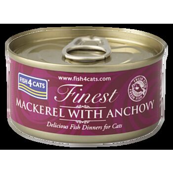 70克 Fish4Cats mackerel with anchovy 鯖魚鳳尾魚貓罐頭x10罐, 泰國製造