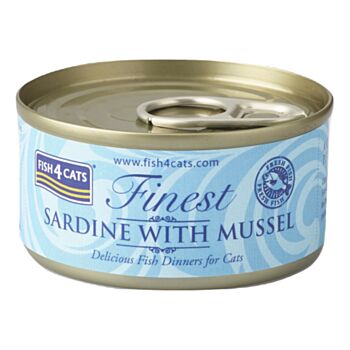 70克 Fish4Cats sardine with mussel 沙甸魚青口貓罐頭x10罐, 泰國製造