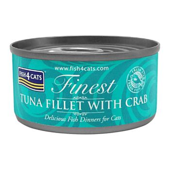 70克 Fish4Cats tuna fillet with crab 吞拿魚塊蟹肉貓罐頭x10罐, 泰國製造
