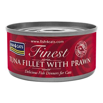 70克 Fish4Cats tuna fillet with prawn 吞拿魚塊鮮蝦貓罐頭x10罐, 泰國製造