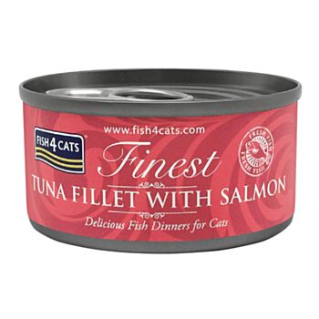 70克 Fish4Cats tuna fillet with salmon 吞拿魚塊三文魚貓罐頭x10罐, 泰國製造
