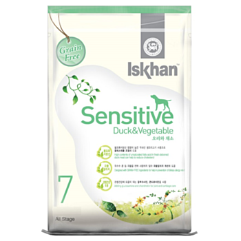1.2公斤 Iskhan Grain Free Sensitive Duck & Vetgetable 益健無穀物鴨肉蔬菜腸胃全犬糧 (內有獨立包裝 300克x4包) (#7) 韓國製造