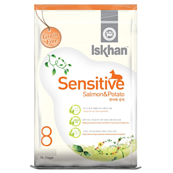 1.2公斤 Iskhan Grain Free Sensitive Salmon & Potato 無穀物三文魚腸胃全犬糧 (內有獨立包裝 300克x4包) (#8)  韓國製造 