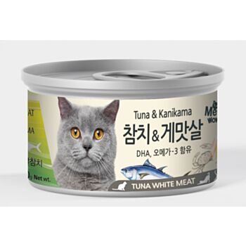 80克 MeoWow 無穀物吞拿魚+蟹肉湯汁貓罐頭, 韓國製造 - (NS贈品)