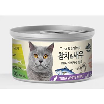 80克 MeoWow 無穀物吞拿魚+鮮蝦湯汁貓罐頭, 韓國製造 - (INDIGO贈品)