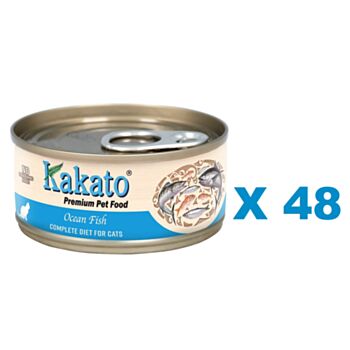 70克 Kakato Ocean Fish (貓主食) 海魚主食貓罐頭x48罐 (平均每罐 $15), 泰國製造