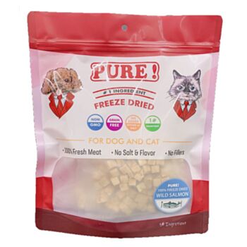 200克 Pure Freez Dried Salmon 冷凍乾純三文魚肉粒, 貓狗適用 (內有獨立包裝 50克x4包)  中國製造