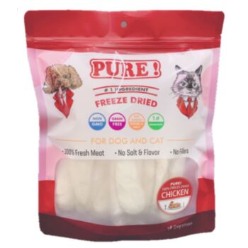 300克 Pure Freeze Dried Chicken Fillet 冷凍乾純雞胸肉 (內有獨立包裝 100克x3包) 貓狗適用 中國製造  (到期日: 10-2027)