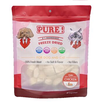300克 Pure Freeze Dried Chicken Chunk 冷凍乾純雞肉塊(內有獨立包裝 100克x3包), 貓狗適用, 中國製造