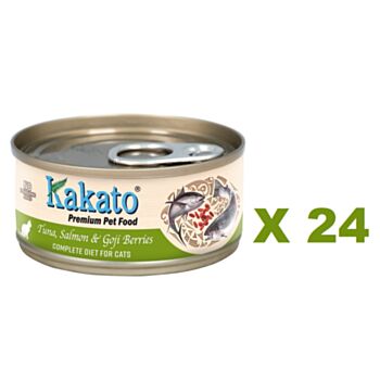 70克Kakato (貓主食) 吞拿魚、三文魚及杞子主食貓罐頭 X 24罐特價, 泰國製造 (平均每罐 $15.5)