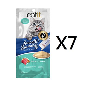 4支裝 Catit 吞拿魚及雞肉肉醬貓小食(15克x4支)x7包 泰國製造 (到期日: 3-2028)